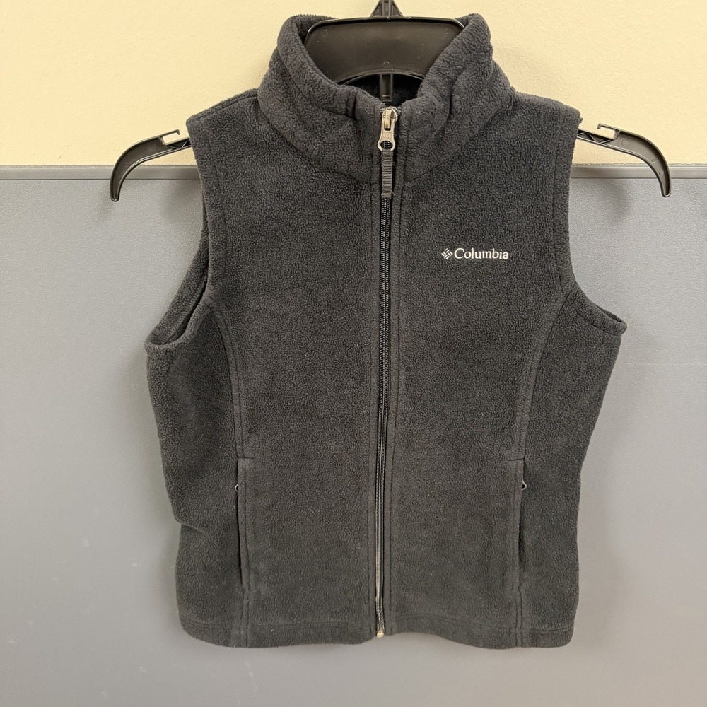 Columbia Youth Kids Fleece Vest Size Medium (10/12) Black Full Zip Gorpcore